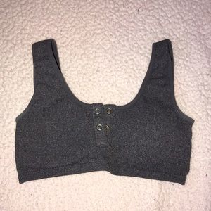 Padded gray sports bra